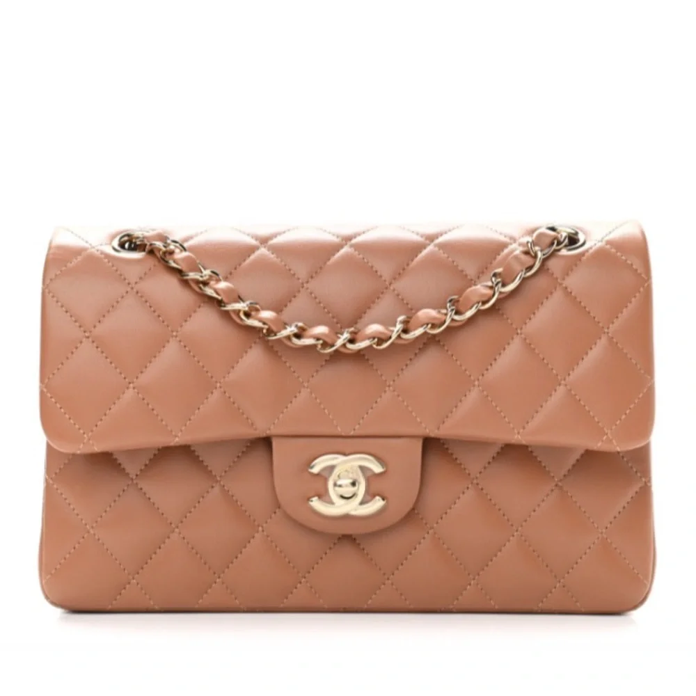 NEW Chanel Lambskin Quilted Small Classic Flap in Caramel 22S * unicorn *